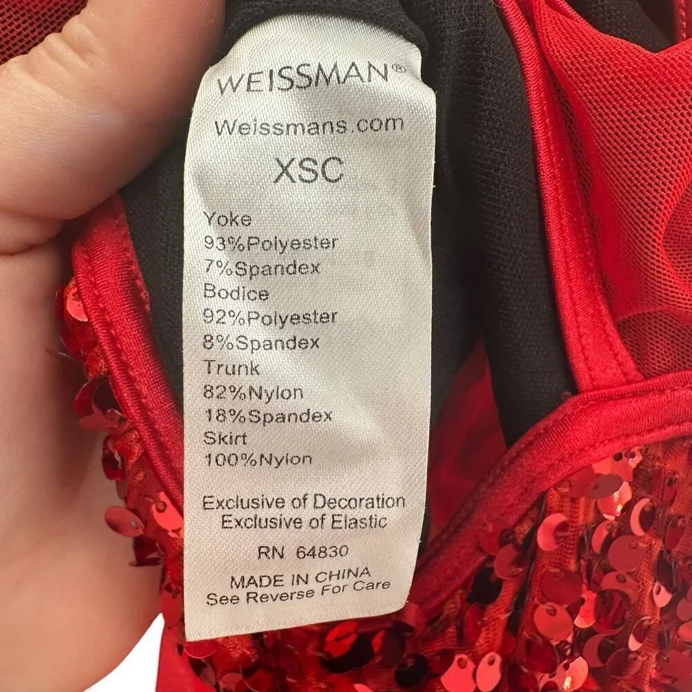 Weissman Ballet Dress Size XSC Tutu Red Sequin Pink Orange Style 14218 Dance